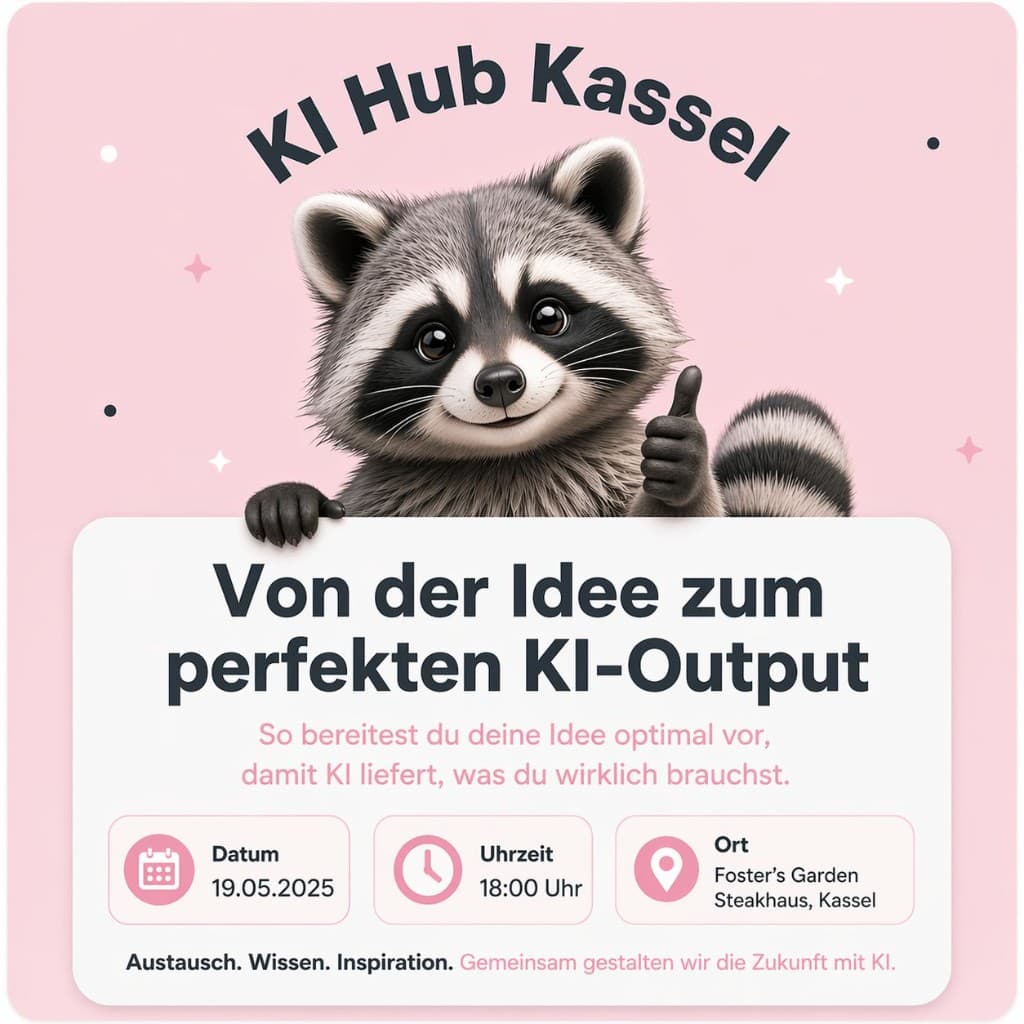 Veranstaltungsgrafik: Von der Idee zum perfekten KI-Output – KI Hub Kassel